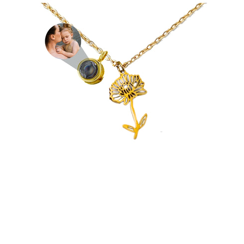 Birth Month Flower Necklace And Photo Projection Necklace For Mom Day Gift, Birthday For Gift, Valentine Day For Gift, Christmas Gift